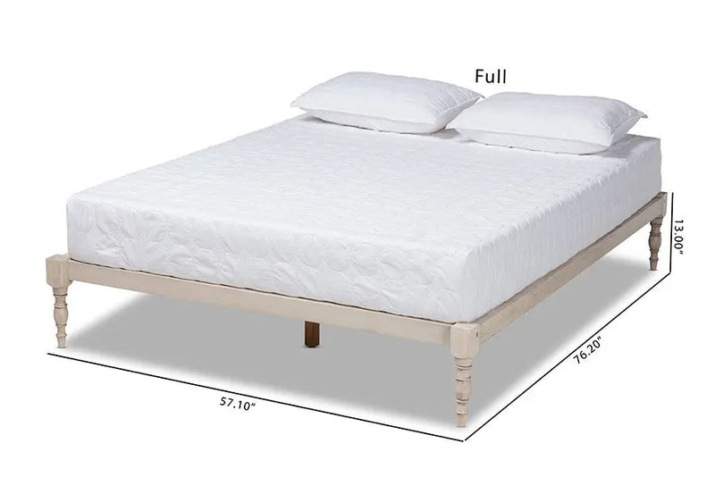 Iseline Antique White Wood Platform Bed Frame (Full) iHome Studio