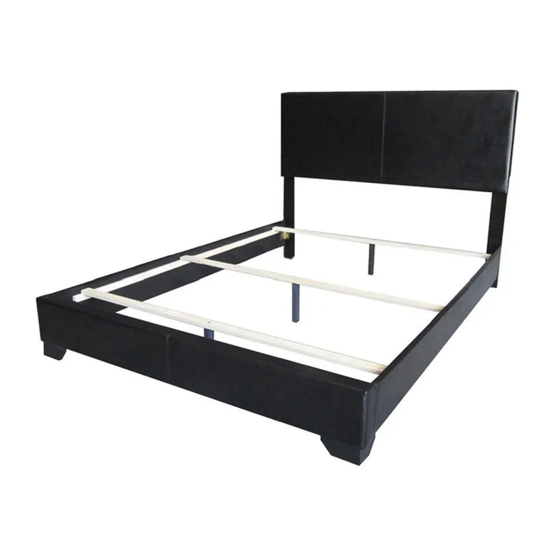 Ivana Full Bed, Black Faux Leather iHome Studio