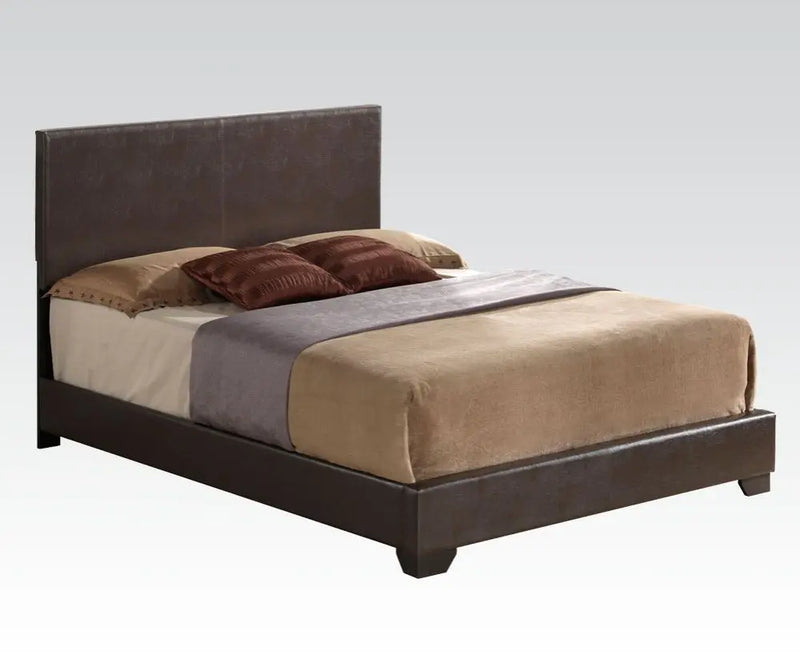 Ivana Full Bed, Brown Faux Leather iHome Studio