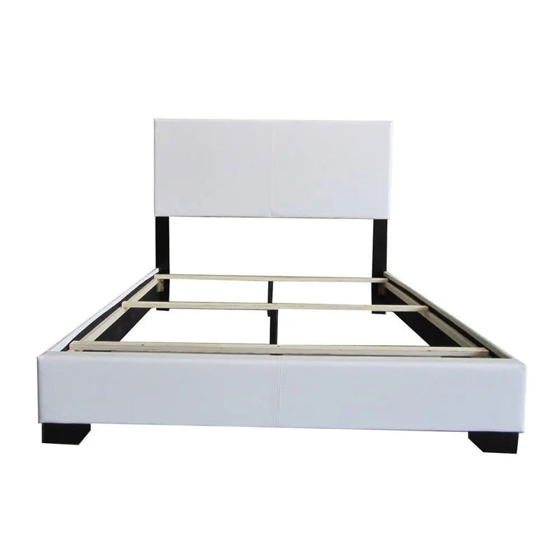 Ivana Full Bed, White Faux Leather iHome Studio