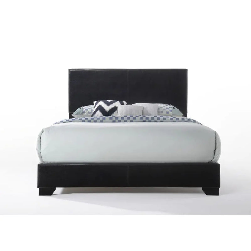 Ivana King Bed, Black Faux Leather iHome Studio