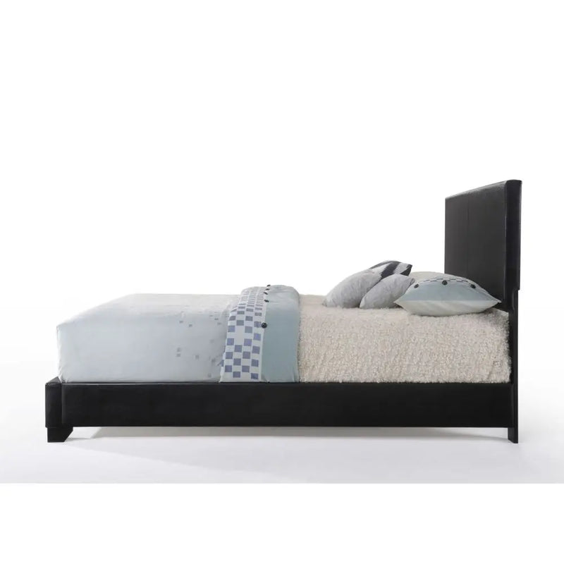 Ivana King Bed, Black Faux Leather iHome Studio