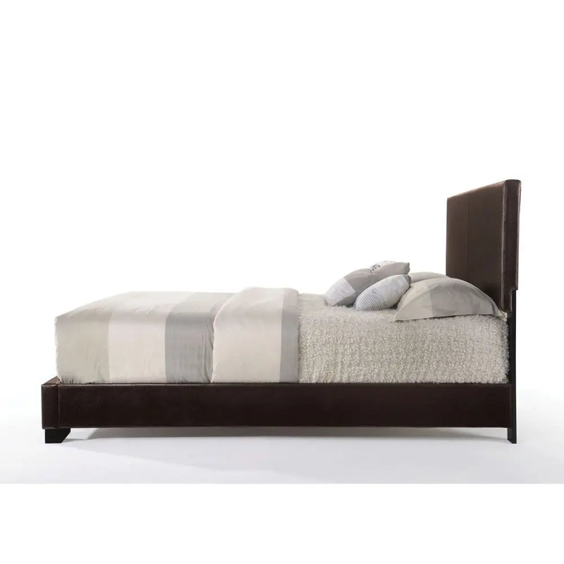 Ivana King Bed, Brown Faux Leather iHome Studio