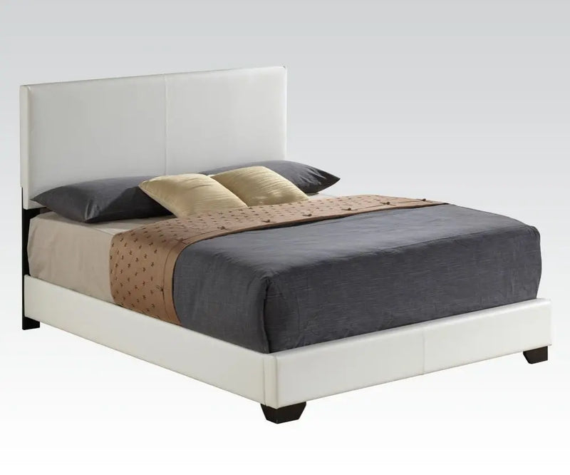 Ivana King Bed, White Faux Leather iHome Studio