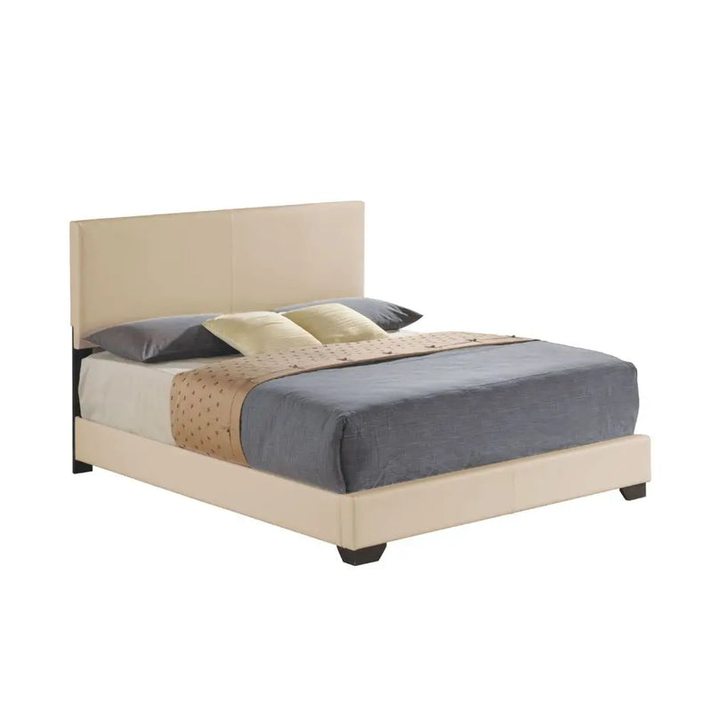 Ivana Queen Bed, Beige Faux Leather iHome Studio