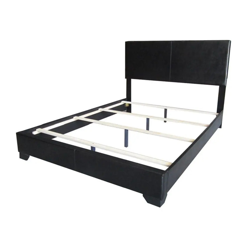 Ivana Queen Bed, Black Faux Leather iHome Studio