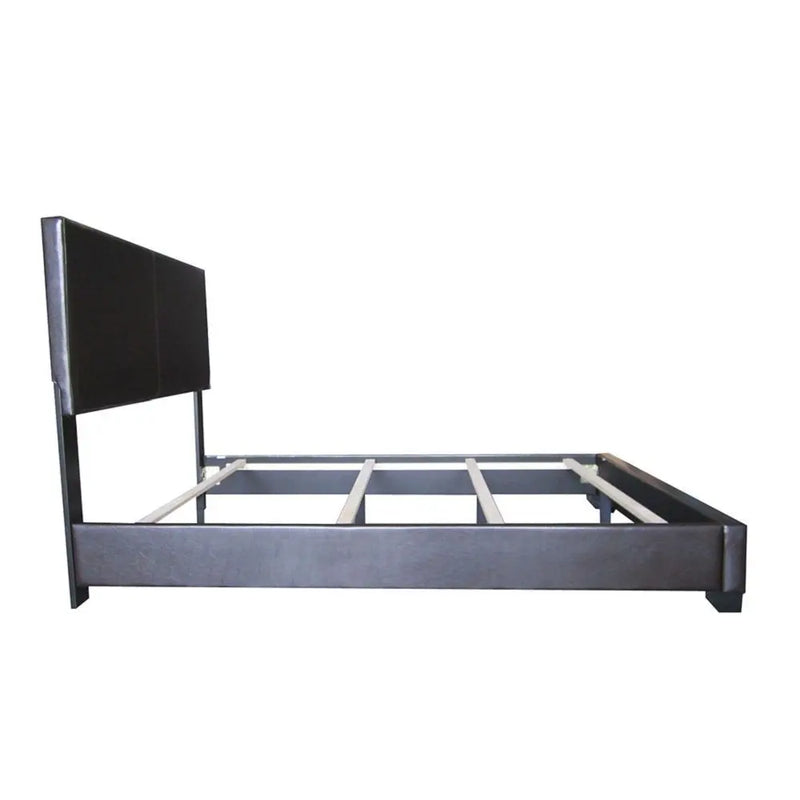 Ivana Queen Bed, Black Faux Leather iHome Studio