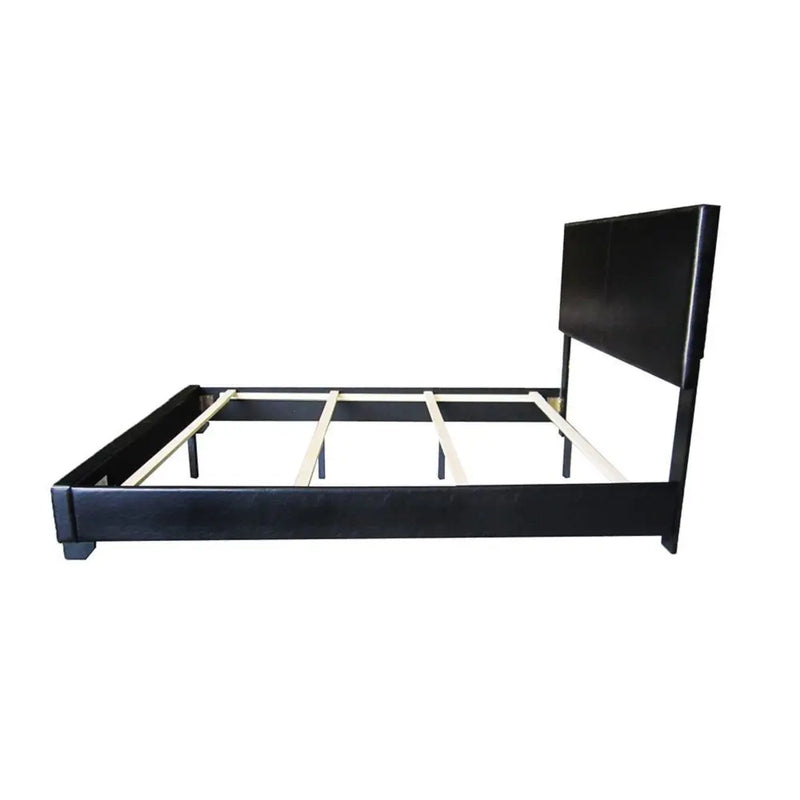 Ivana Queen Bed, Black Faux Leather iHome Studio