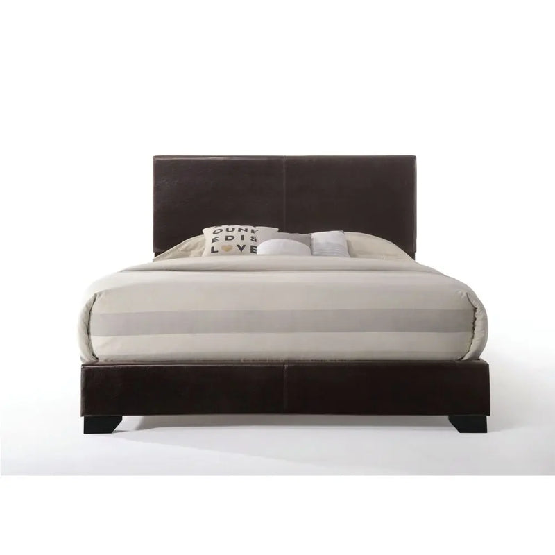 Ivana Queen Bed, Brown Faux Leather iHome Studio