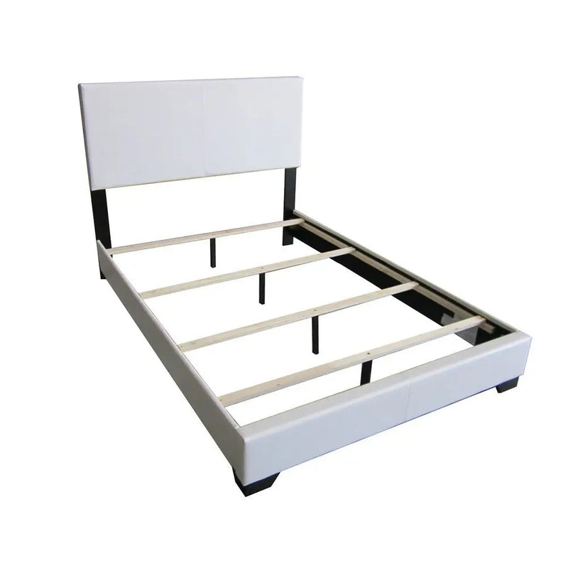 Ivana Queen Bed, White Faux Leather iHome Studio