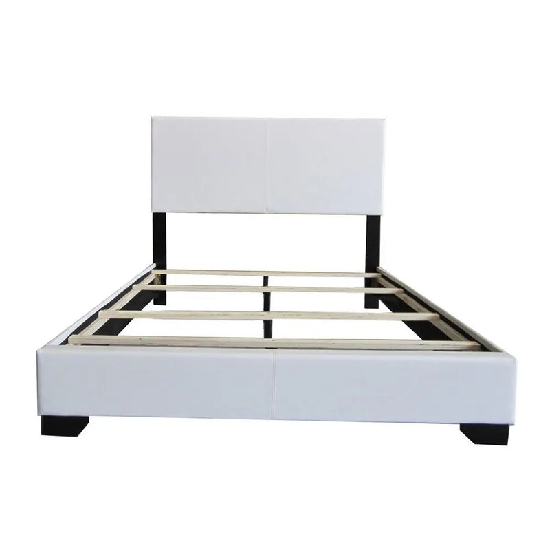 Ivana Queen Bed, White Faux Leather iHome Studio