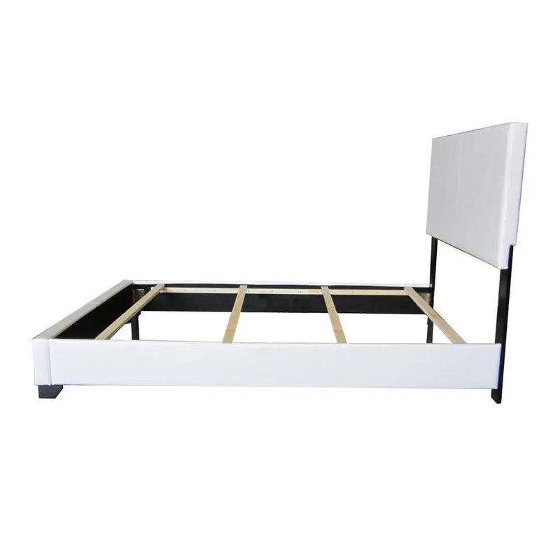 Ivana Queen Bed, White Faux Leather iHome Studio