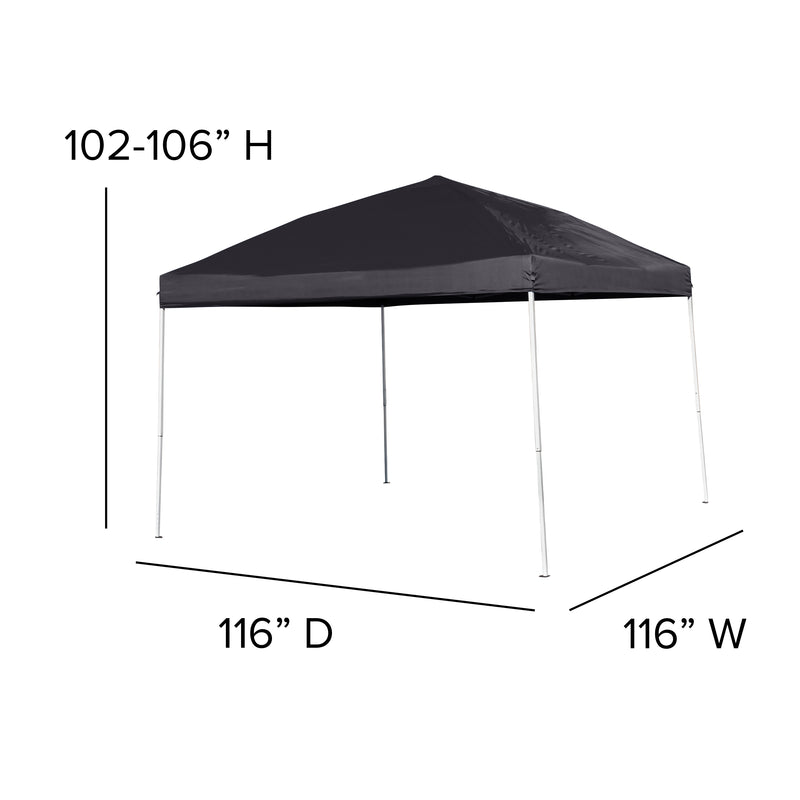 Allyson 10'x10' Black Outdoor Pop Up Event Slanted Leg Canopy Tent w/Carry Bag iHome Studio