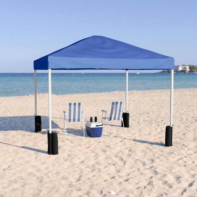 Allyson 10'x10' Blue Pop Up Event Straight Leg Canopy Tent w/Sandbags and Wheeled Case iHome Studio
