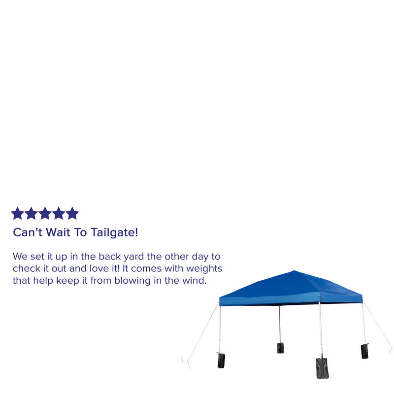 Allyson 10'x10' Blue Pop Up Event Straight Leg Canopy Tent w/Sandbags and Wheeled Case iHome Studio
