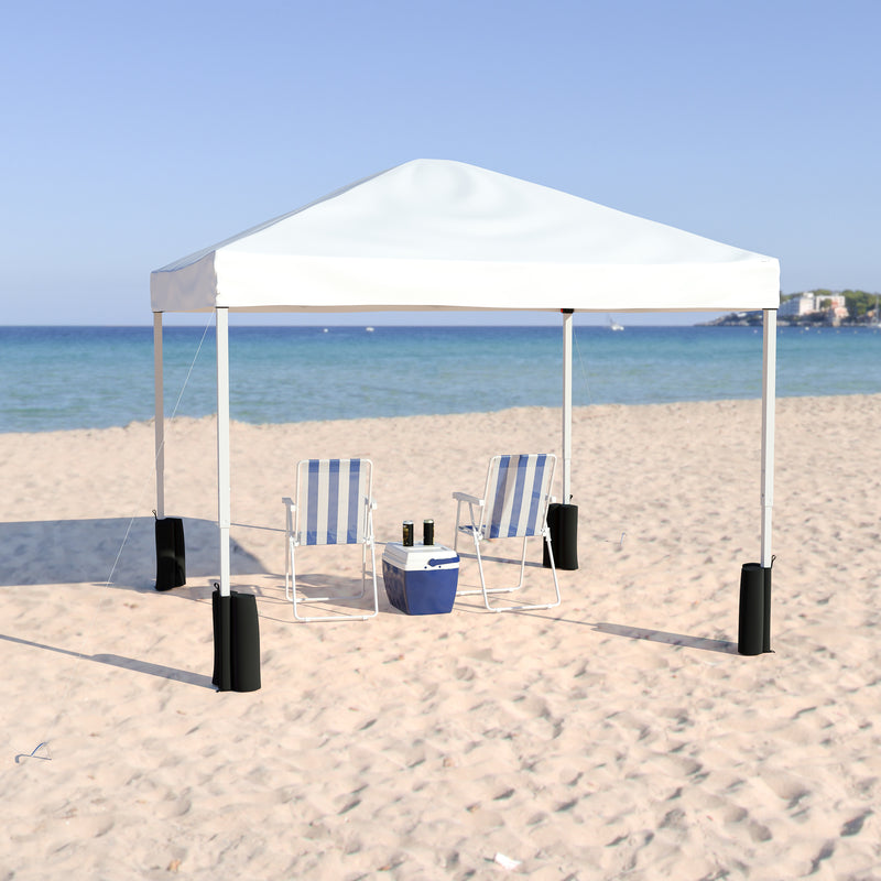 Allyson 10'x10' White Pop Up Event Straight Leg Canopy Tent w/Sandbags and Wheeled Case iHome Studio