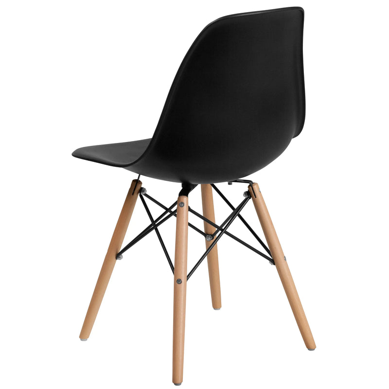 Jackson Black Plastic Chair with Wooden Legs iHome Studio