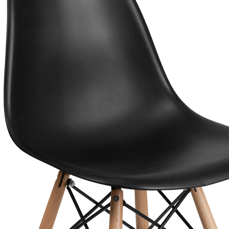 Jackson Black Plastic Chair with Wooden Legs iHome Studio