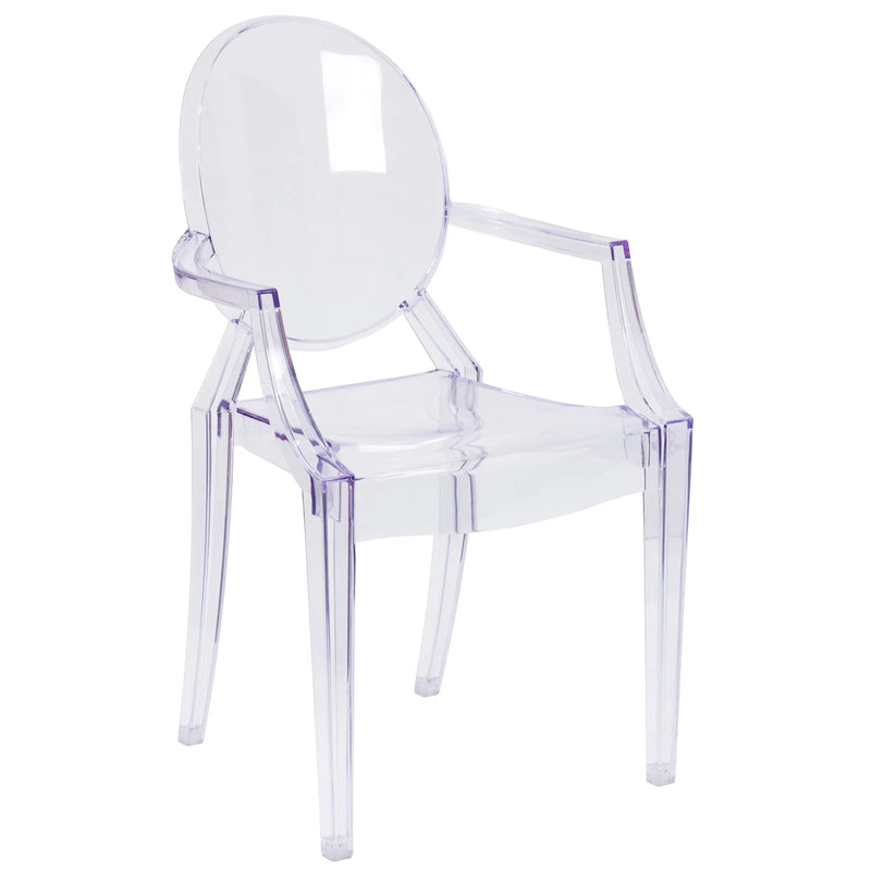 Jackson Ghost Chair with Arms, Transparent Crystal iHome Studio