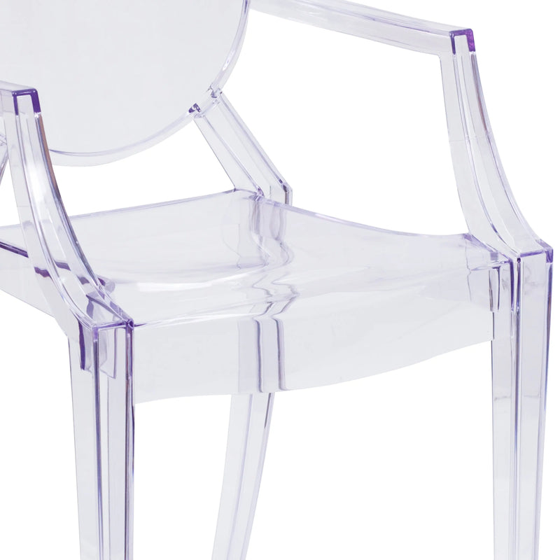 Jackson Ghost Chair with Arms, Transparent Crystal iHome Studio