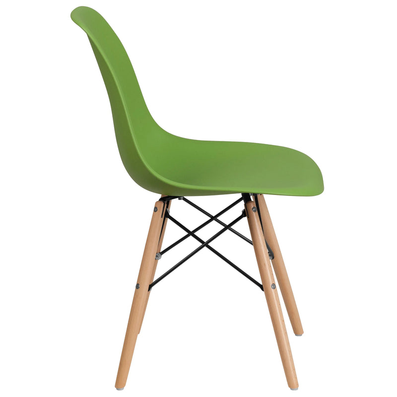 Jackson Green Plastic Chair with Wooden Legs iHome Studio