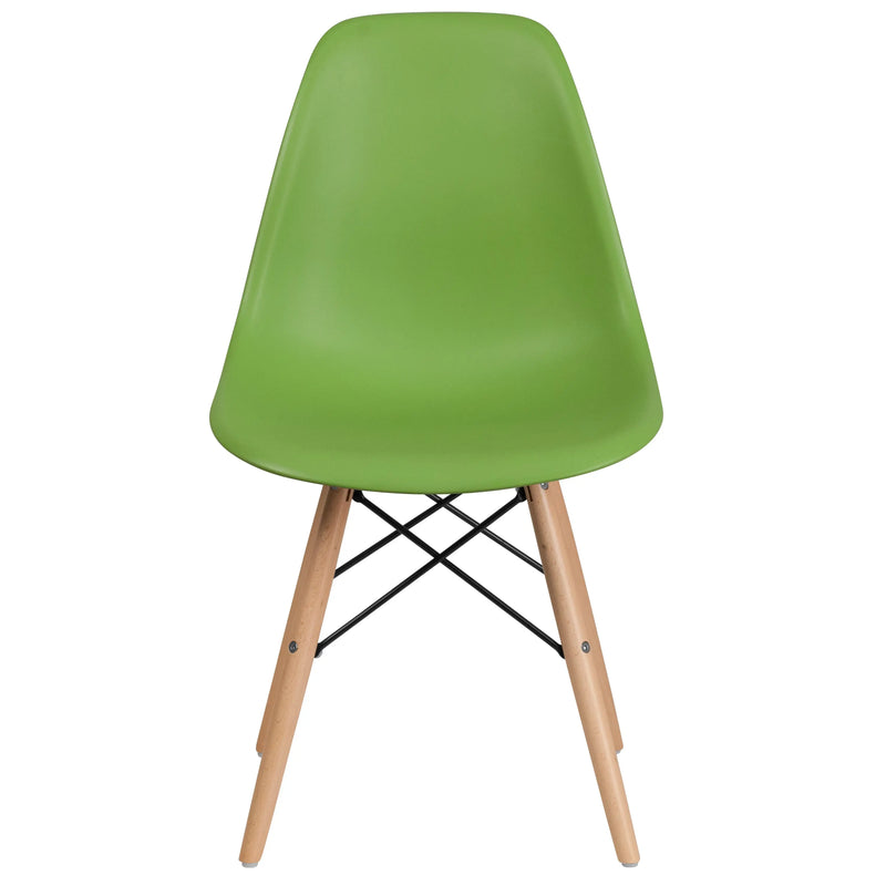 Jackson Green Plastic Chair with Wooden Legs iHome Studio