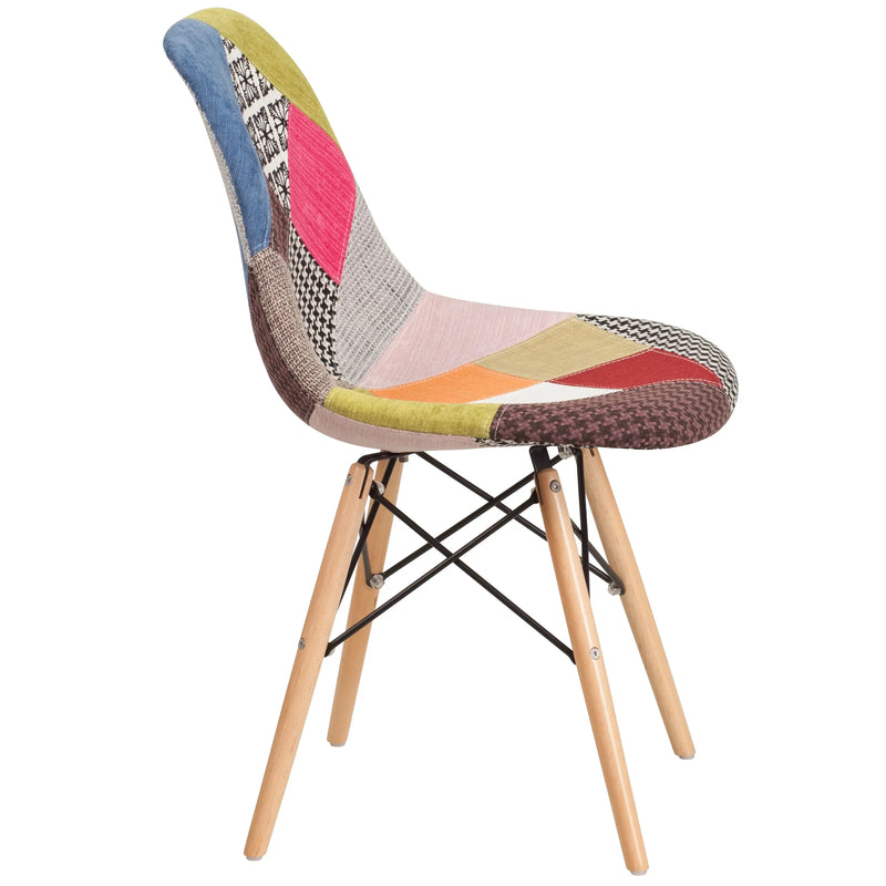 Jackson Milan Patchwork Fabric Chair with Wooden Legs iHome Studio