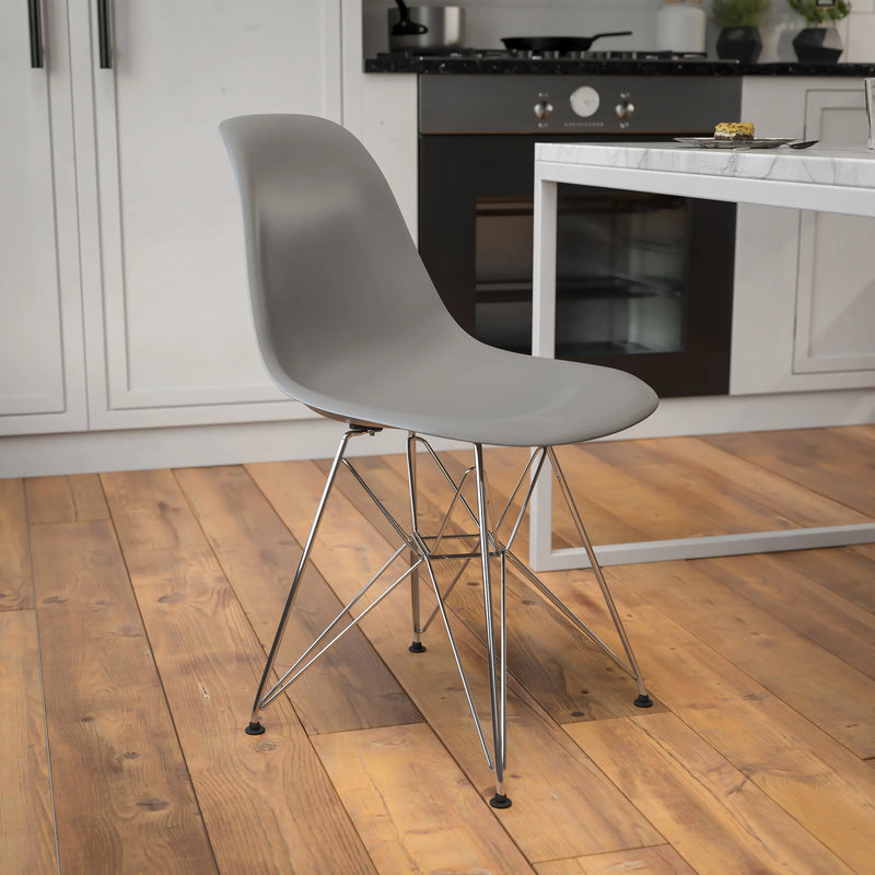Jackson Moss Gray Plastic Chair with Chrome Base iHome Studio
