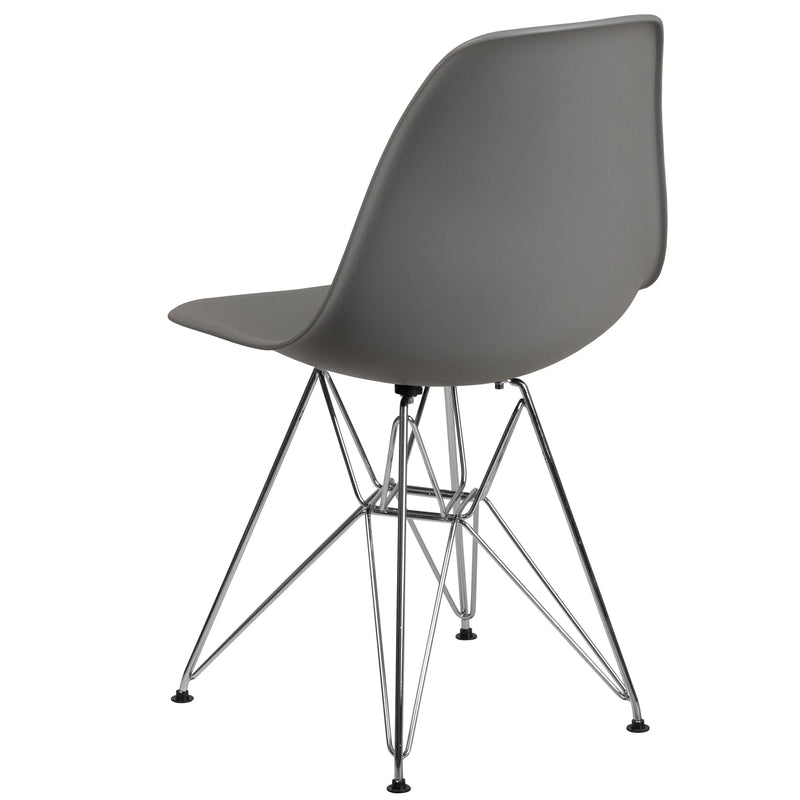 Jackson Moss Gray Plastic Chair with Chrome Base iHome Studio