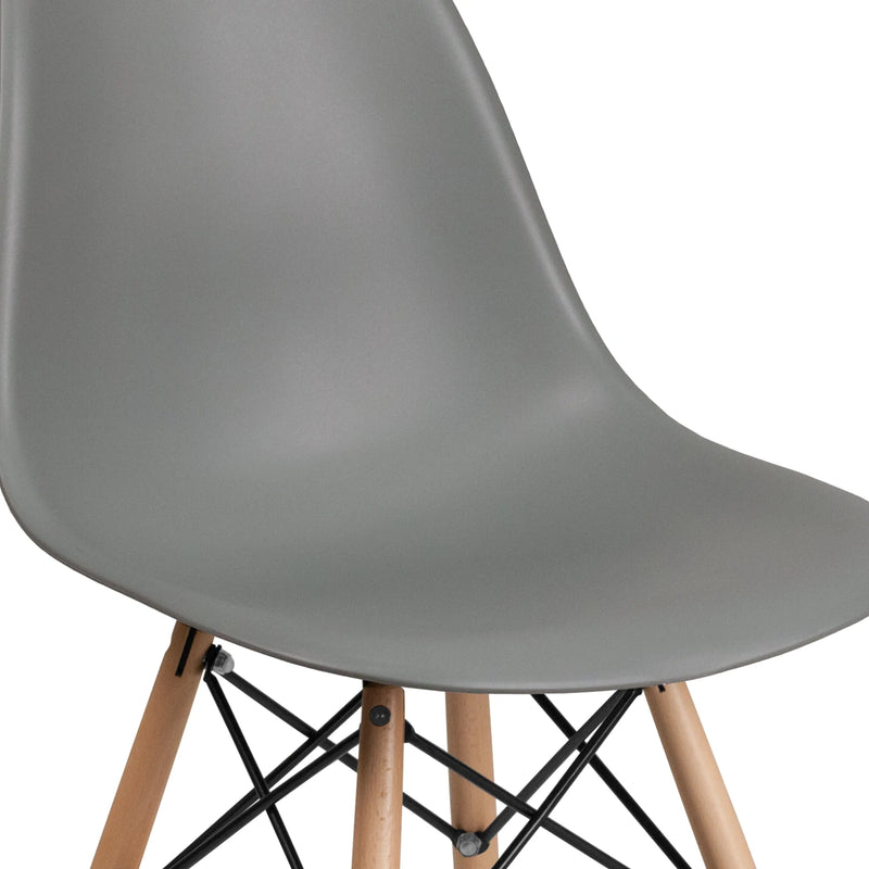 Jackson Moss Gray Plastic Chair with Wooden Legs iHome Studio