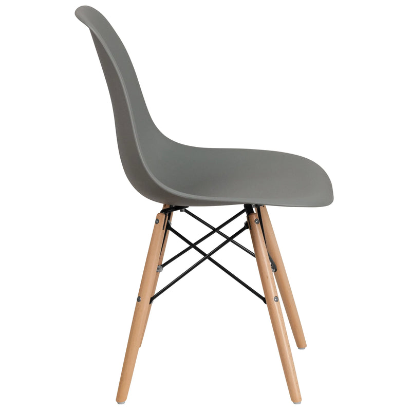 Jackson Moss Gray Plastic Chair with Wooden Legs iHome Studio