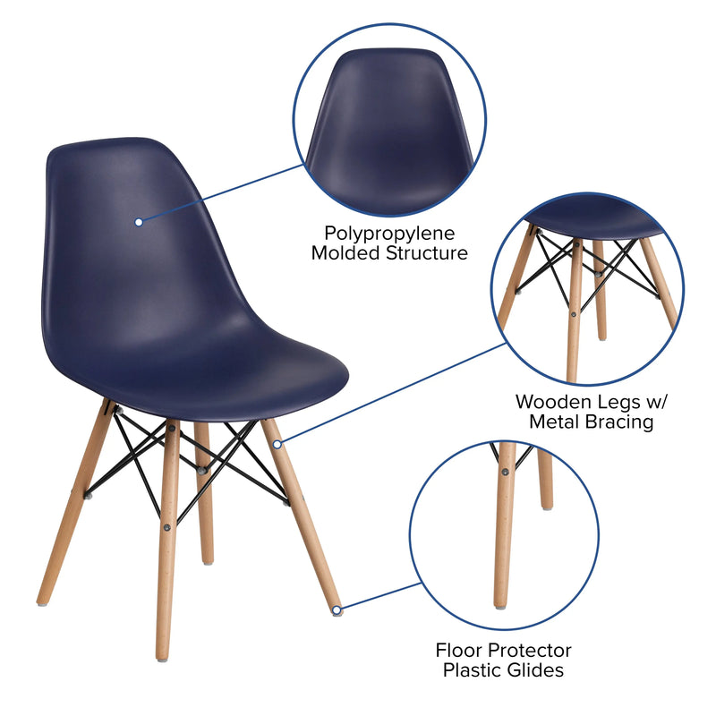 Jackson Navy Plastic Chair with Wooden Legs iHome Studio