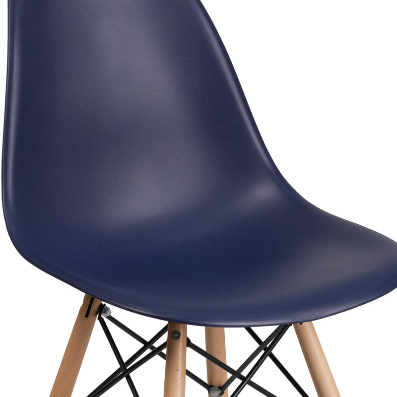 Jackson Navy Plastic Chair with Wooden Legs iHome Studio