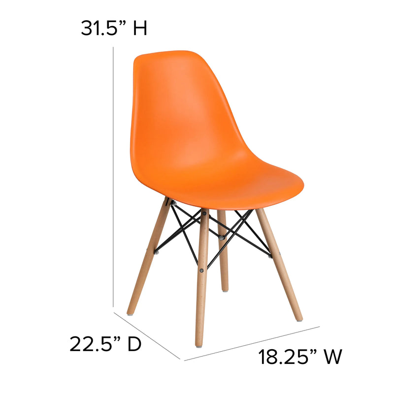 Jackson Orange Plastic Chair with Wooden Legs iHome Studio