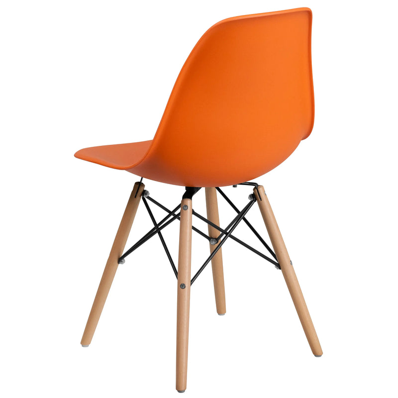 Jackson Orange Plastic Chair with Wooden Legs iHome Studio