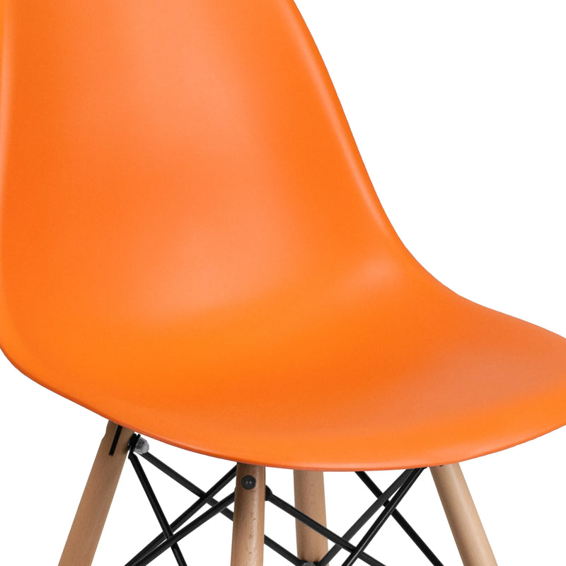 Jackson Orange Plastic Chair with Wooden Legs iHome Studio