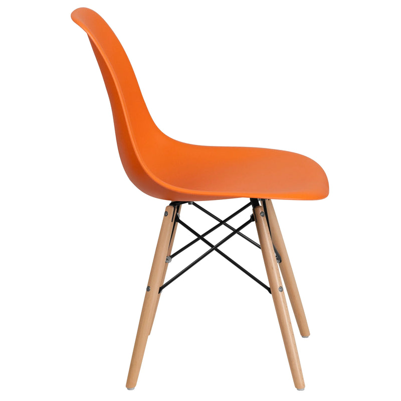 Jackson Orange Plastic Chair with Wooden Legs iHome Studio