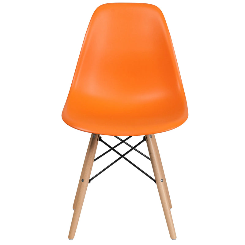 Jackson Orange Plastic Chair with Wooden Legs iHome Studio