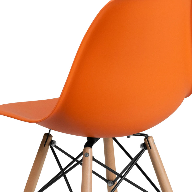 Jackson Orange Plastic Chair with Wooden Legs iHome Studio