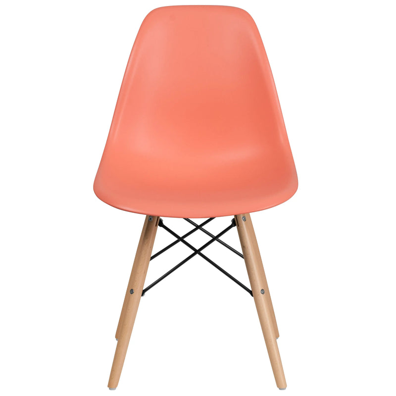 Jackson Peach Plastic Chair with Wooden Legs iHome Studio