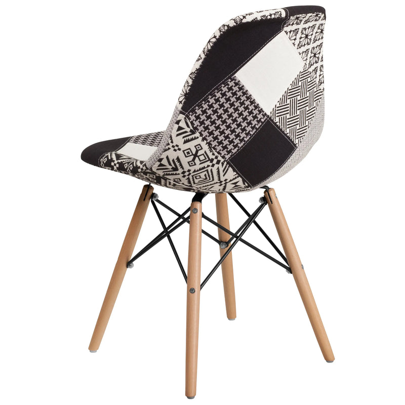 Jackson Turin Patchwork Fabric Chair with Wooden Legs iHome Studio
