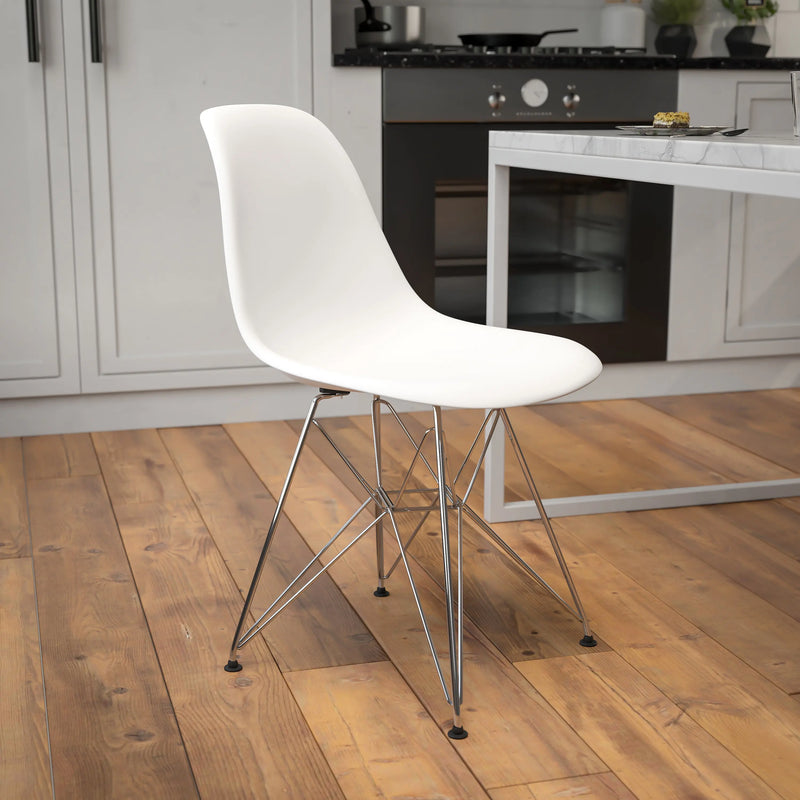 Jackson White Plastic Chair with Chrome Base iHome Studio