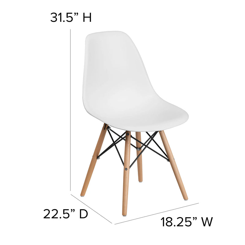 Jackson White Plastic Chair with Wooden Legs iHome Studio