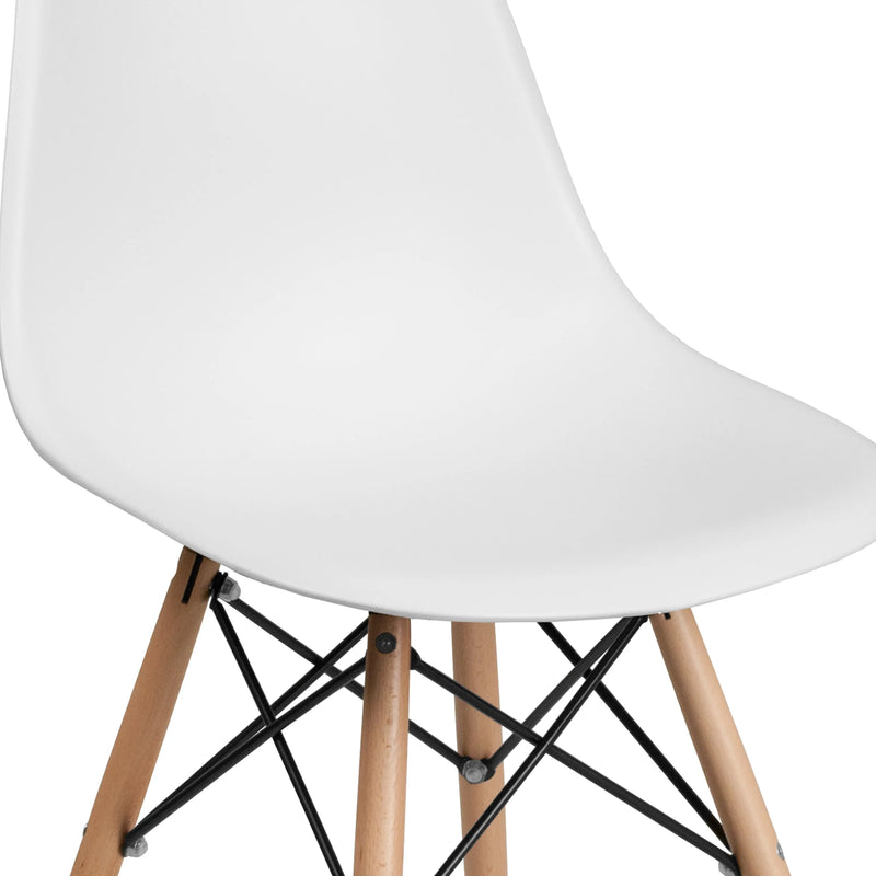 Jackson White Plastic Chair with Wooden Legs iHome Studio