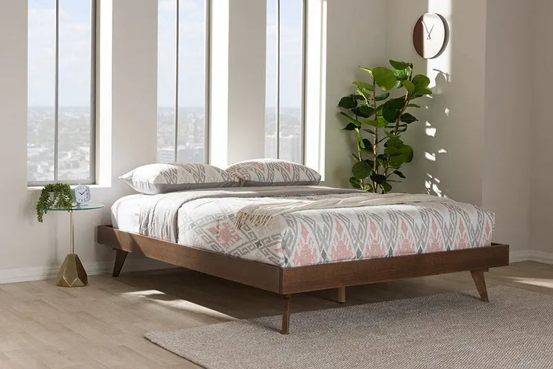 Jacob Walnut Brown Finished Solid Wood Platform Bed w/Angled Legs (Queen) iHome Studio