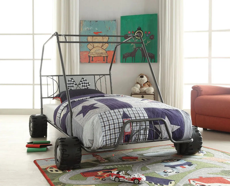 Jamie Metal Go-Kart Twin Bed, Gunmetal iHome Studio