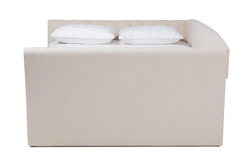 Jayleen Beige Fabric Upholstered Full Size Daybed iHome Studio