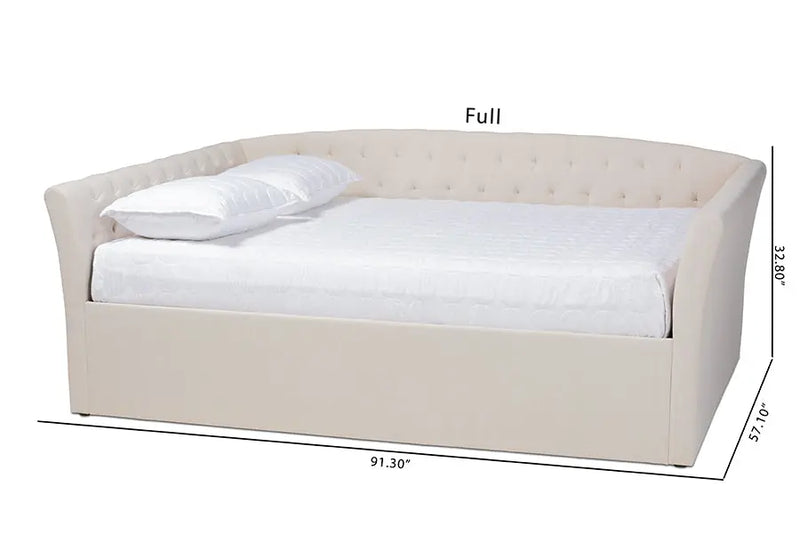 Jayleen Beige Fabric Upholstered Full Size Daybed iHome Studio