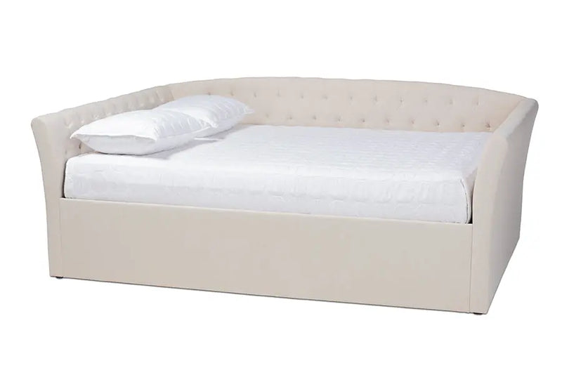 Jayleen Beige Fabric Upholstered Queen Size Daybed iHome Studio