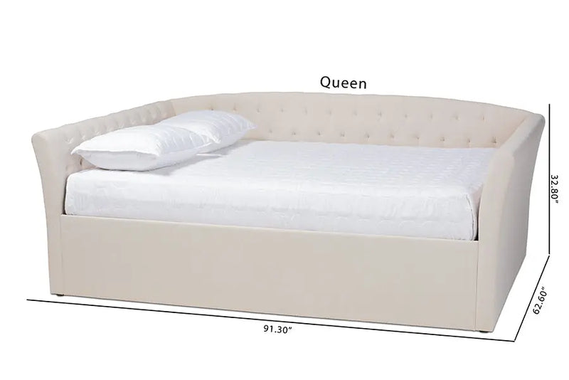 Jayleen Beige Fabric Upholstered Queen Size Daybed iHome Studio